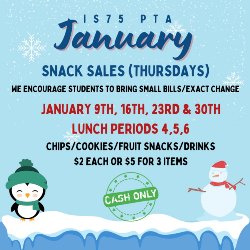 January Snack Sales  - PTA FUNDRAISER 